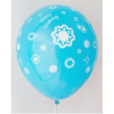 Dark Blue Happy Birthday All Around Printed Balloons